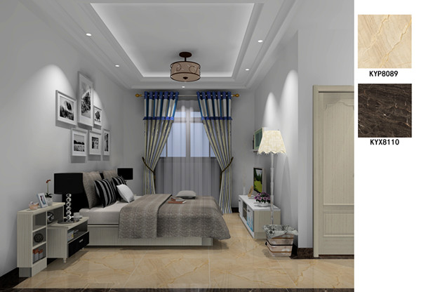 金艾陶瓷磚應用效果:佛山季園和府115方現(xiàn)代風格戶型裝修效果鑒賞