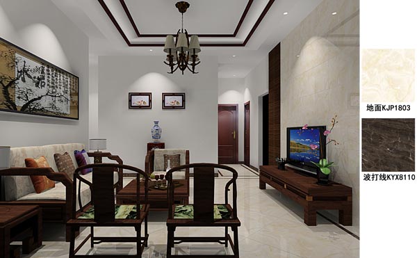 金艾陶瓷磚應(yīng)用效果:徐州開元翡翠灣G戶型裝修效果鑒賞