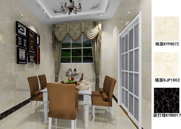 金艾陶瓷磚應(yīng)用效果:徐州開元翡翠灣E戶型裝修效果鑒賞