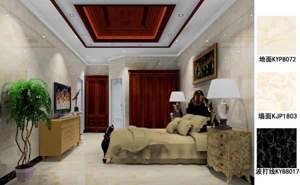 金艾陶瓷磚應(yīng)用效果:徐州開元翡翠灣E戶型裝修效果鑒賞