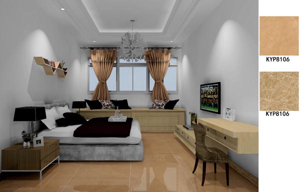 金艾陶瓷磚應(yīng)用效果:大瀝碧桂園·華府02戶型裝修效果鑒賞