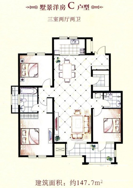 金艾陶家裝:天津廊坊塞納榮府148㎡簡歐風(fēng)格裝修鑒賞