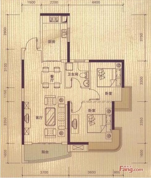 金艾陶家裝:佛山丹灶 桂丹頤景園80㎡簡(jiǎn)約現(xiàn)代裝修效果鑒賞
